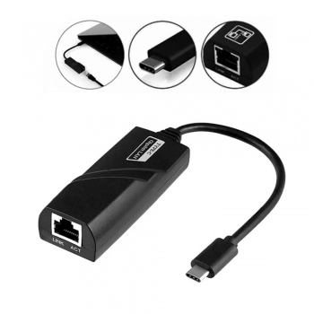 ADAPTADOR TIPO C MACHO X RJ45 GIBABIT 100/1000 MBPS
