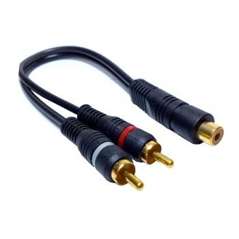 CABO RCA FEMEA + 2RCA PRETO TIPO V 20CM
