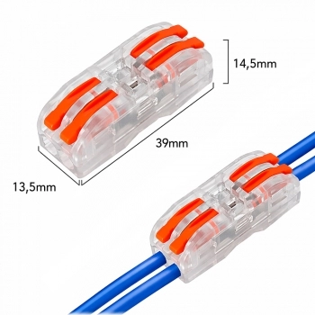 CONECTOR EMENDA RAPIDO PARALELO CRISTAL 2 VIAS 0,08-4MM PCT-2-2