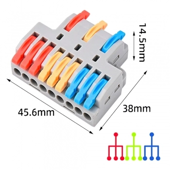 CONECTOR EMENDA ENGATE RAPIDO MULTIPLAS VIAS (3X9) 0,08-4MM COM ALAVANCA