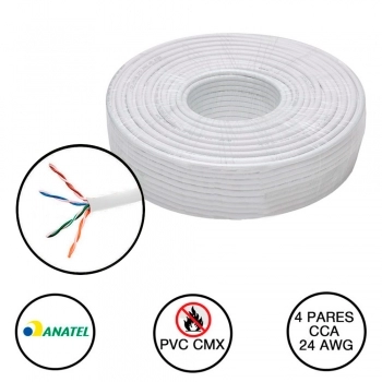 CABO 4 PARES 24AWG 0,51MM PVC CMX CFTV ANATEL ROLO COM 100 METROS