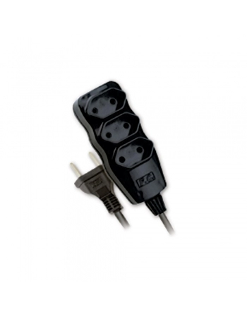 EXTENSÃO ELÉTRICA 3 TOMADAS EM BARRAS (2 PINOS) 2 X 0.75MM 10A 5 METROS PRETO