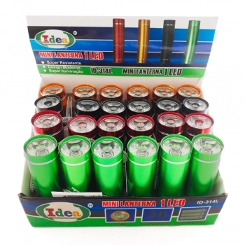 MINI LANTERNA 1 LED A PILHA ID-314L COLORIDA