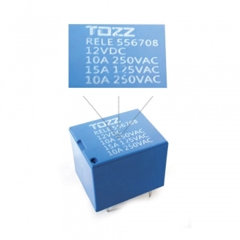 RELE 12VDC 10A COM 5 TERMINAIS