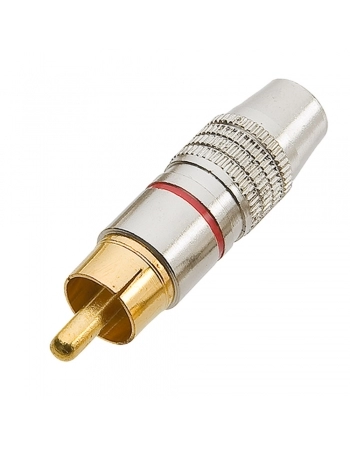PLUG RCA PROFISSIONAL ESTRIADO 6MM PONTA GOLD VERMELHO
