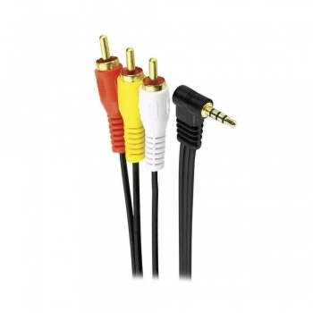 CABO P2 ESTÉREO 90º 4 CONTATOS + 3 RCA PONTA GOLD COM 2 METROS