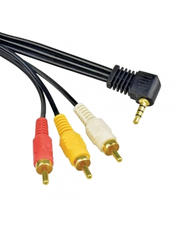 CABO P2 ESTÉREO 90º 4 CONTATOS + 3 RCA PONTA GOLD COM 2 METROS