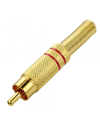 PLUG RCA GOLD COM RABICHO 4MM VERMELHO