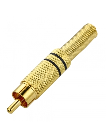 PLUG RCA GOLD COM RABICHO 4MM PRETO