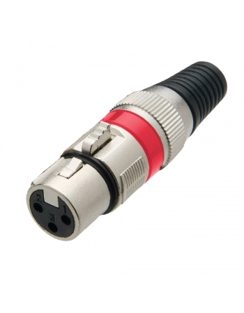 CONECTOR CANNON FÊMEA XLR COM ROSCA METAL VERMELHO