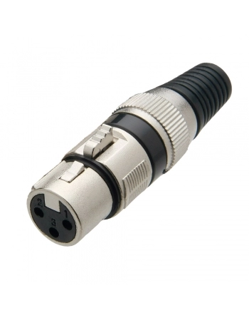 CONECTOR CANNON FÊMEA METAL XLR COM ROSCA PRETO