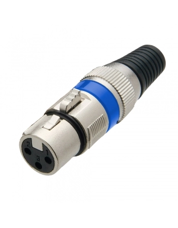 CONECTOR CANNON FEMEA XLR COM ROSCA METAL AZUL