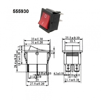 CHAVE GANGORRA KCD4-201N 4 POLOS ON/OFF VERMELHA