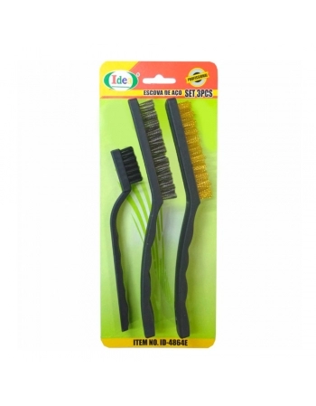 ESCOVA DE AÇO 3 PEÇAS ID-4864E