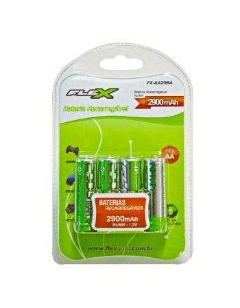 PILHA AA RECARREGÁVEL NI-MH 1,2V 2900MAH CARTELA COM 4