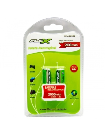 PILHA AA RECARREGÁVEL NI-MH 1,2V 2900MAH CARTELA COM 2