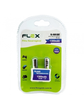 PILHA AAA RECARREGÁVEL NI-MH 1.2V 1300MAH CARTELA COM 2 UNIDADES