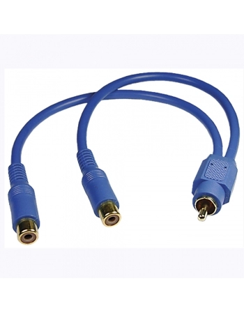 CABO Y RCA MACHO + 2 RCA FÊMEA 20 CENTIMETROS AZUL