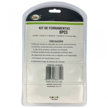 KIT DE FERRAMENTAS COM 8 PEÇAS ID-6332K