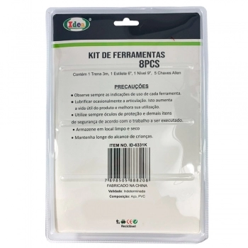 KIT FERRAMENTAS C/ 8 PÇS BLISTER