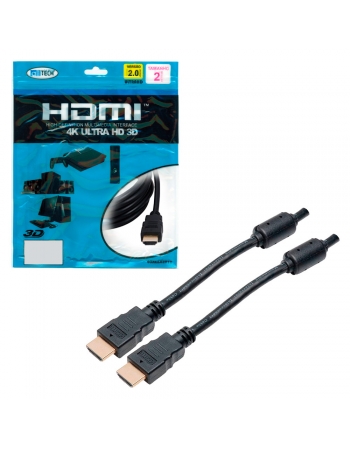 CABO HDMI + HDMI 2.0 FULL HD COM FILTRO PT GOLD 2 METROS