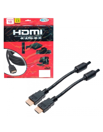 CABO HDMI HDMI 2.0 FULL HD COM FILTRO PT GOLD 10 METROS