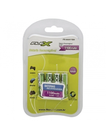 PILHA AAA RECARREGÁVEL NI-MH 1,2V 1100MAH CARTELA COM 4