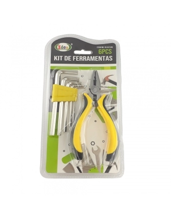 KIT FERRAMENTAS COM 6 PEÇAS BLISTER ID-6314K