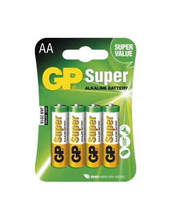 PILHA AA SUPER ALCALINA 1,5V GP CARTELA COM 4 UNIDADES