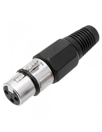 CONECTOR CANNON FÊMEA METAL XLR COM ROSCA PRETO