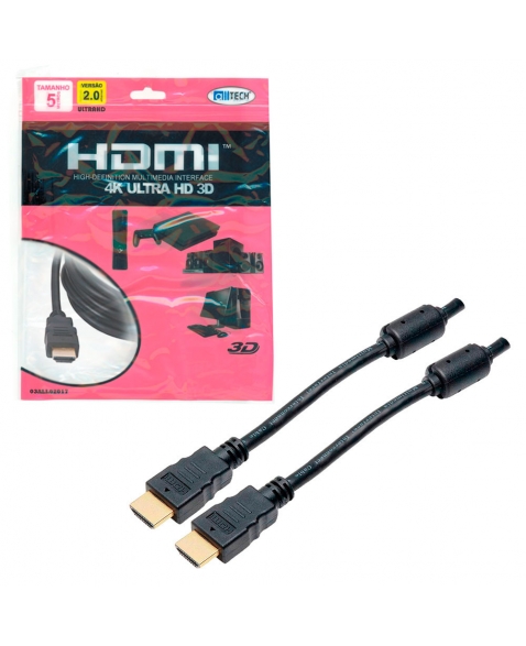 CABO HDMI + HDMI 2.0 FULL HD COM FILTRO PONTA GOLD 5 METROS