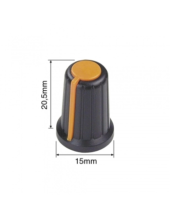 KNOB ROTATIVO PARA EIXO ESTRIADO LARANJA 15X20.5 MM