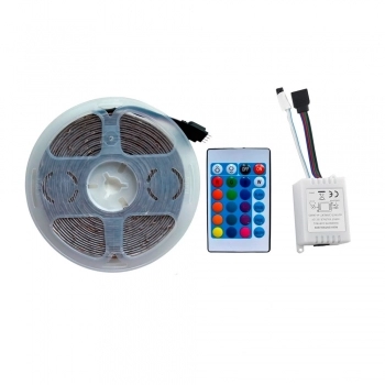 FITA LED RGB 5050 COM SILICONE + CONTROLADOR 5 METROS