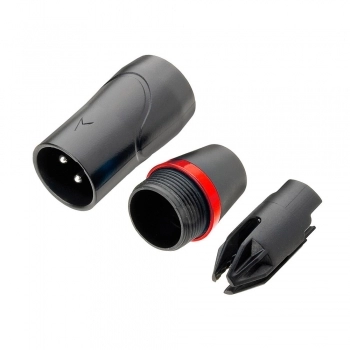 CONECTOR CANNON MACHO TZCR11 PRETO ANEL VERMELHO TOZZ