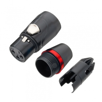 CONECTOR CANNON FÊMEA TZCR10 PRETO ANEL VERMELHO TOZZ