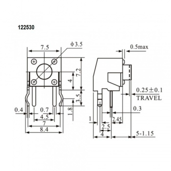 CHAVE DE TOQUE 2 TERMINAIS 7MM EIXO 1,5MM