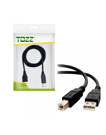 CABO PARA IMPRESSORA USB A MACHO + USB B MACHO COM 1,8 METROS TOZZ