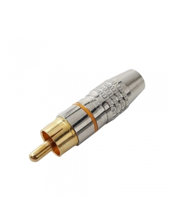 PLUG RCA PROFISSIONAL ESTRIADO 6MM PONTA GOLD AMARELO