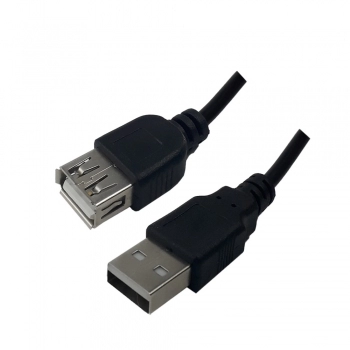 CABO EXTENSOR USB 2.0 A MACHO + USB A FÊMEA PRETO COM 1,5 METROS