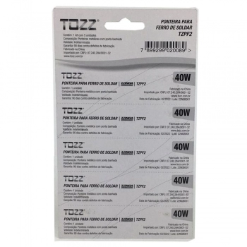 PONTA PARA FERRO DE SOLDAR MOD. TZPF2 40W TOZZ