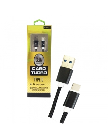 CABO DE DADOS USB A MACHO + MICRO USB TIPO C COM 2 METRO