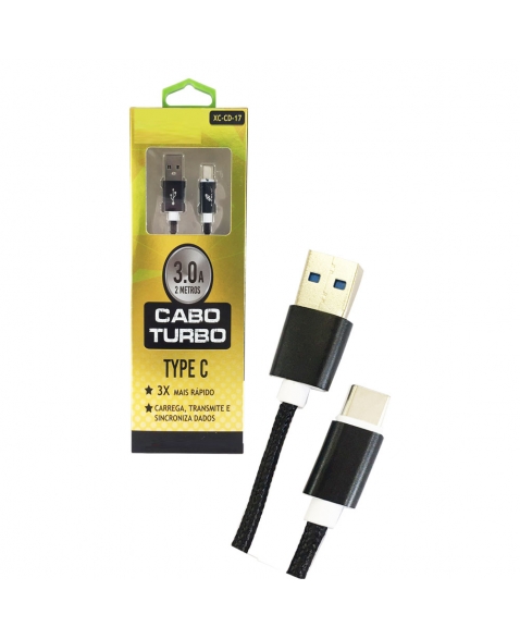 CABO DE DADOS USB A MACHO + MICRO USB TIPO C COM 1 METRO