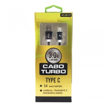 CABO DE DADOS USB A MACHO + MICRO USB TIPO C COM 1 METRO