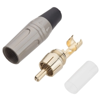 PLUG RCA TZPG18 PROFISSIONAL PRATA COM RABICHO PRETO