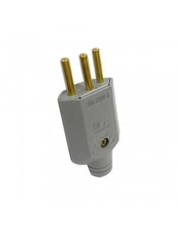 PINO MACHO 2P+TERRA 180° MACIÇO 250v 10A CINZA