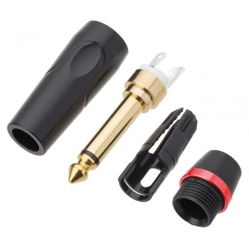 PLUG P10 MONO PROFISSIONAL TZPG20 METAL PRETO COM VERMELHO