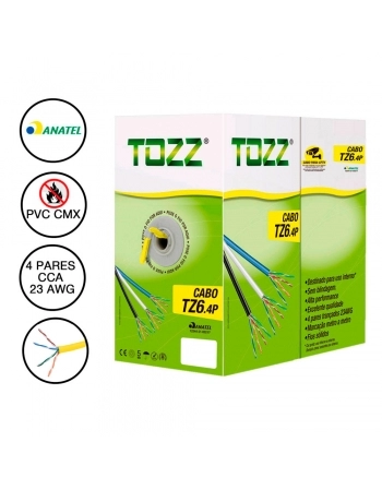 CABO DE REDE CAT-6 TZ6 TOZZ CAIXA COM 305 METROS AMARELO