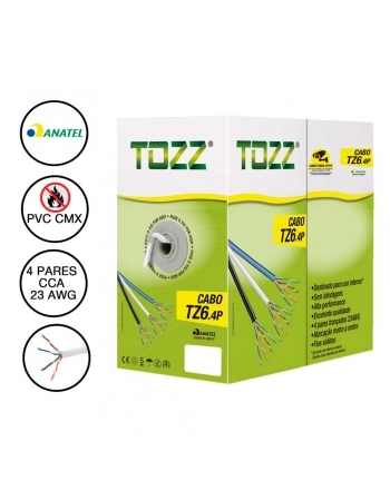CABO DE REDE CFTV TZ6.4P TOZZ CAIXA COM 305 METROS BRANCO