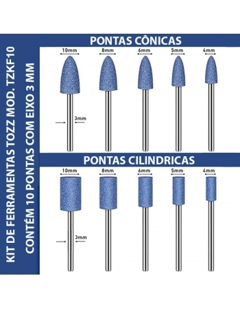 KIT DE FERRAMENTAS TZKF10 PARA MINI FURADEIRA 10 PONTAS