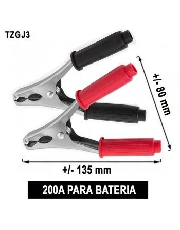 GARRA JACARE ISOLADA TZGJ3 135MM 200A PRETA / VERMELHA